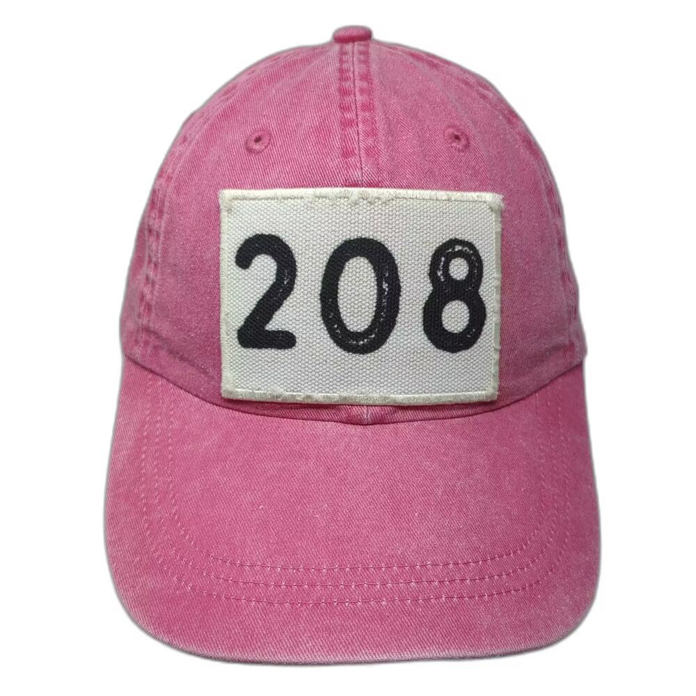 hg Pink Baseball Cap White 208 Patch OSFM Adjustable Cotton Strap Slideback Hat